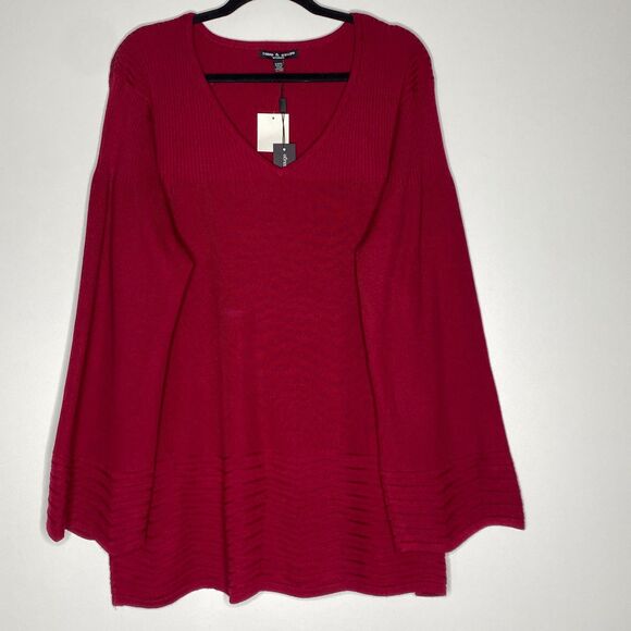 New Cable & Gauge Knit V-Neck Sweater Top Women's Size 2X - Picture 1 of 8